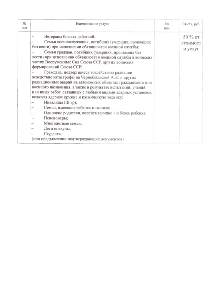 Тарифы на дополнительные услуги МАУ "КМЖ"